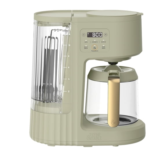 Thyme & Table 12-Cup Programmable Drip Coffee Maker with 60 oz Water Reservoir, 4 Brew Modes, Warming Plate, Eucalyptus Green
