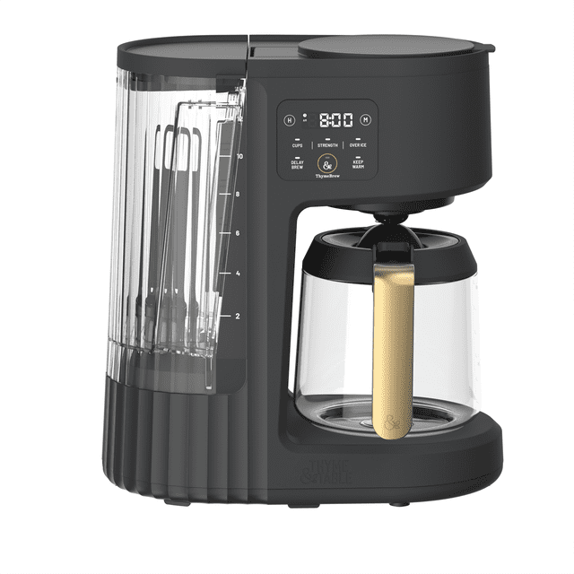Thyme & Table 12-Cup Programmable Drip Coffee Maker with 60 oz Water Reservoir, 4 Brew Modes, Warming Plate, Slate Grey