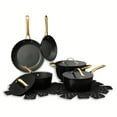 thumbnail image 1 of Thyme & Table 12 Piece Aluminum Cookware Set, Pots and Pans Set -Gold Hardware, 1 of 10