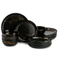 Thyme & Table 12 Piece Dinnerware Set, Black Marble
