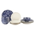 thumbnail interactive-video image 1 of Thyme & Table Nova 12-Piece Ceramic Dinnerware Set Blue and White, 1 of 7