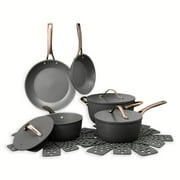Thyme & Table 12-Piece Non-stick Aluminum Cookware Set, Pots and Pans Set - Grey