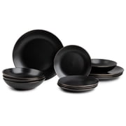 Thyme & Table Onyx 12-Piece Stoneware Dinnerware Set, Black