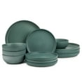 thumbnail interactive-video image 1 of Thyme & Table Caspian Green 12-Piece Ceramic Dinnerware Set, 1 of 9