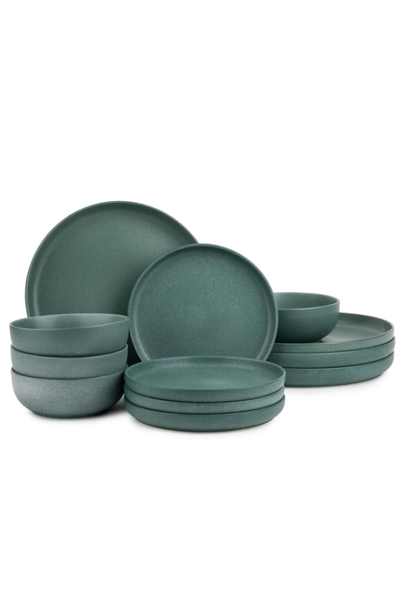 Caspian Green 12-Piece Ceramic Dinnerware Set