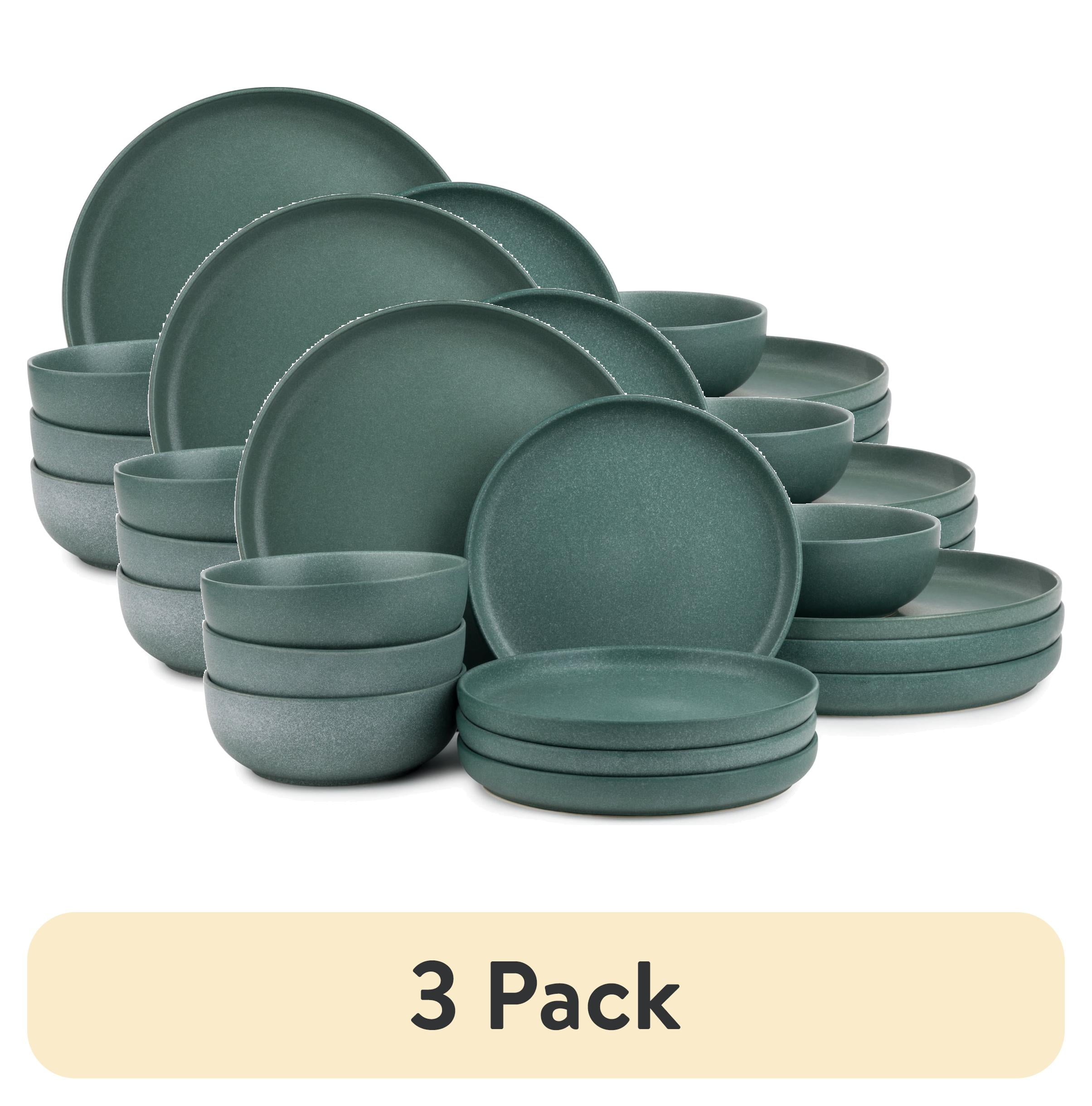 Caspian Green Ceramic 12-Piece Dinnerware Set