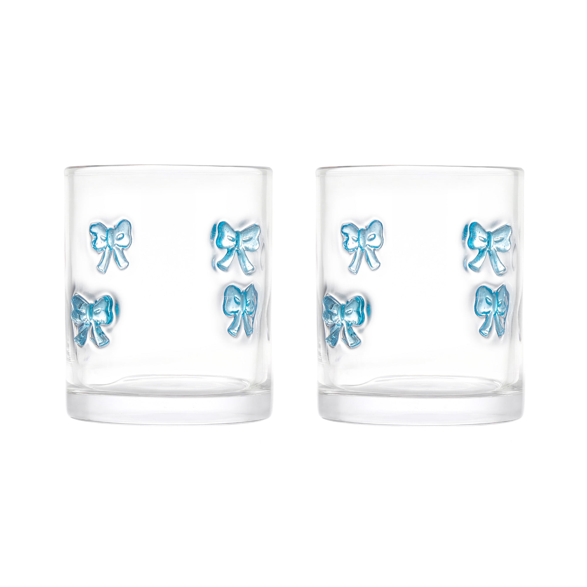 Thyme & Table 12 fl oz Blue Bow Charm Drinking Glasses, Set of 2