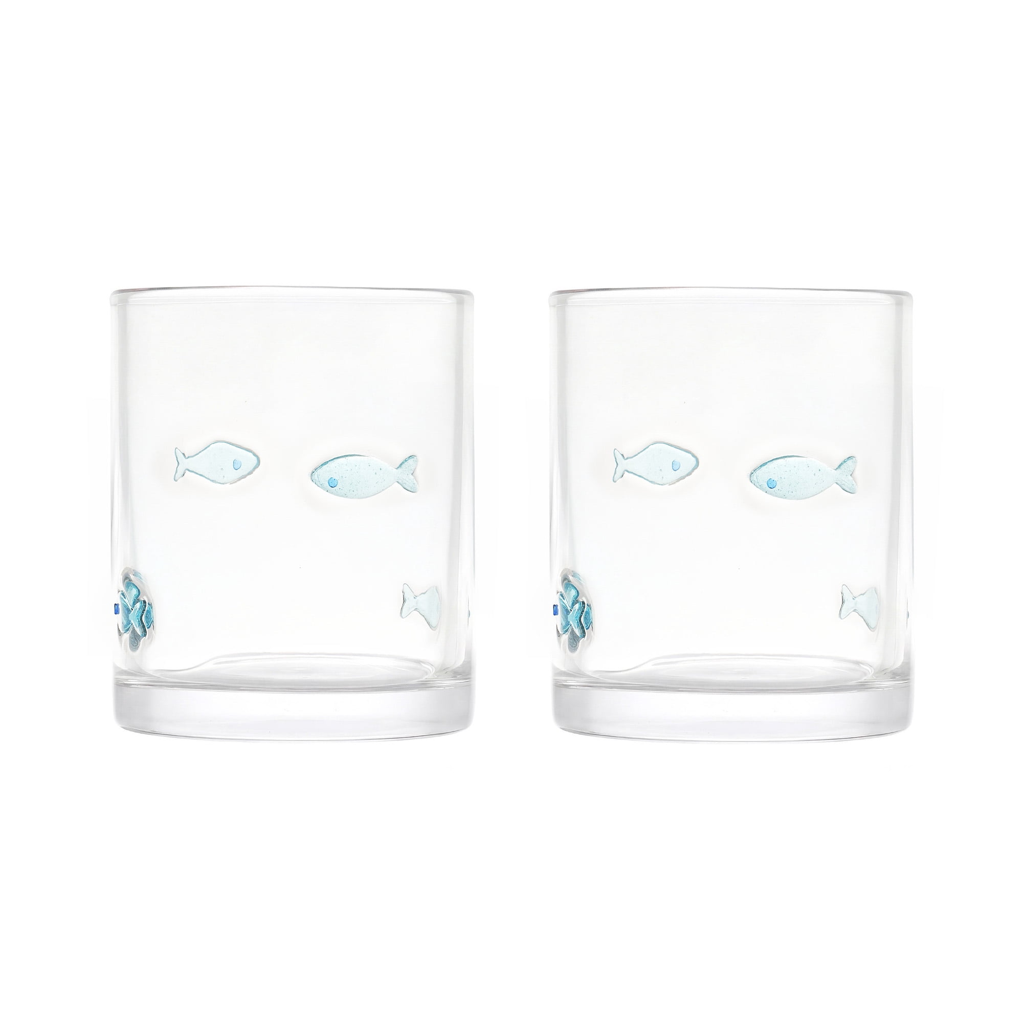 Thyme & Table 12 fl oz Blue Fish Charm Drinking Glasses, Set of 2