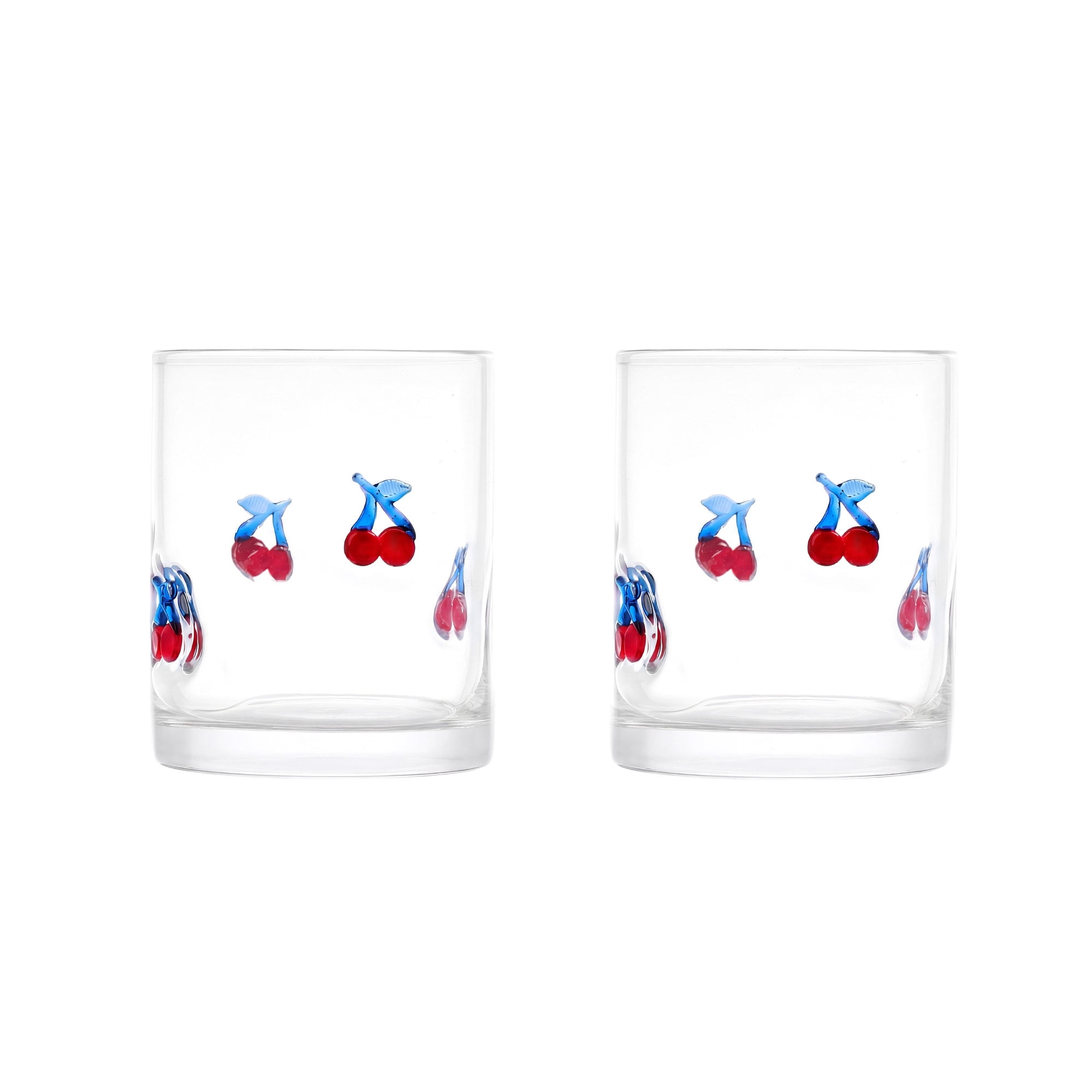 Thyme & Table Charm Icon Drinkware Patriotic Cherries Drinking Glasses, 12 fl oz, Set of 2