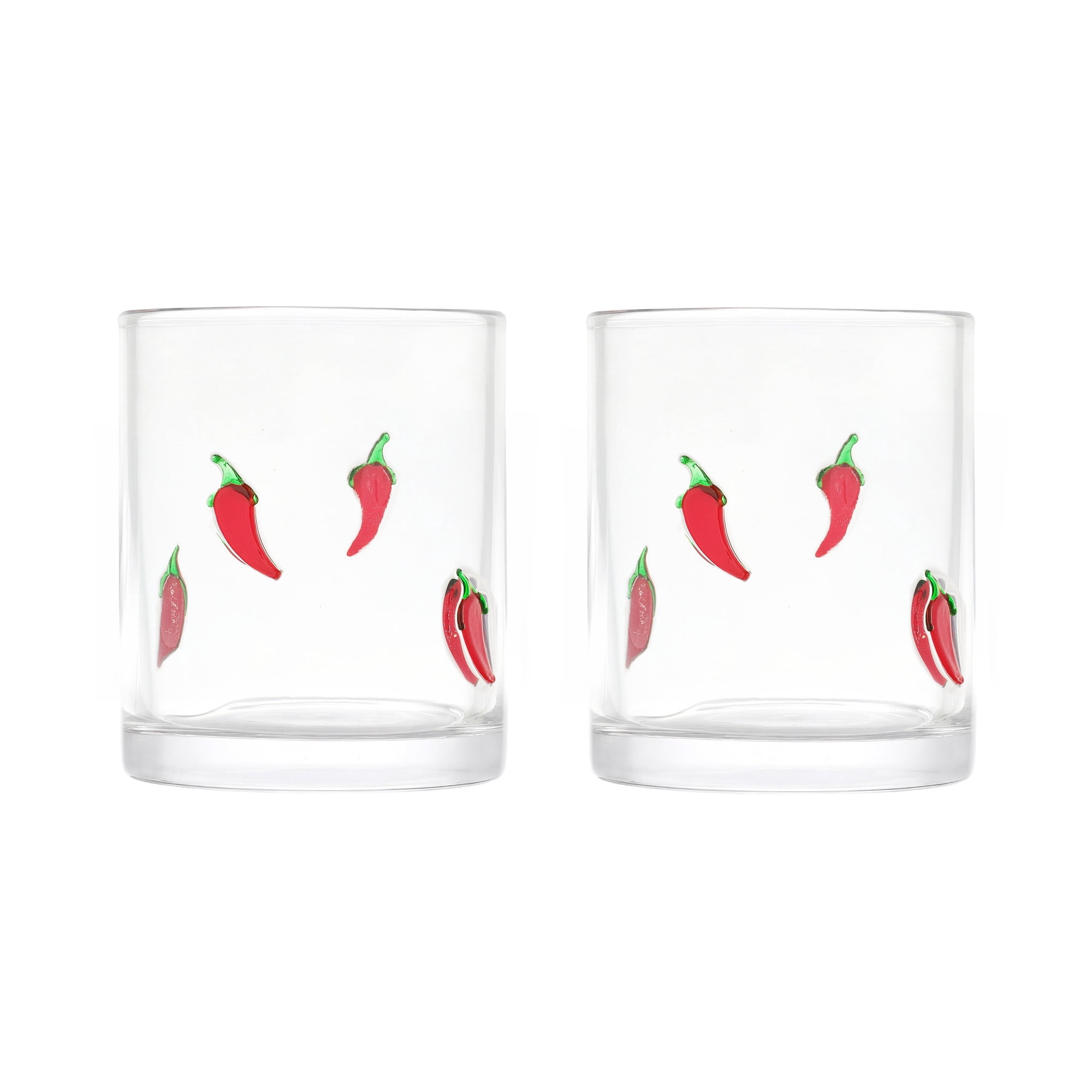 Thyme & Table 12 fl oz Red Chili Peppers Charm Drinking Glasses, Set of 2