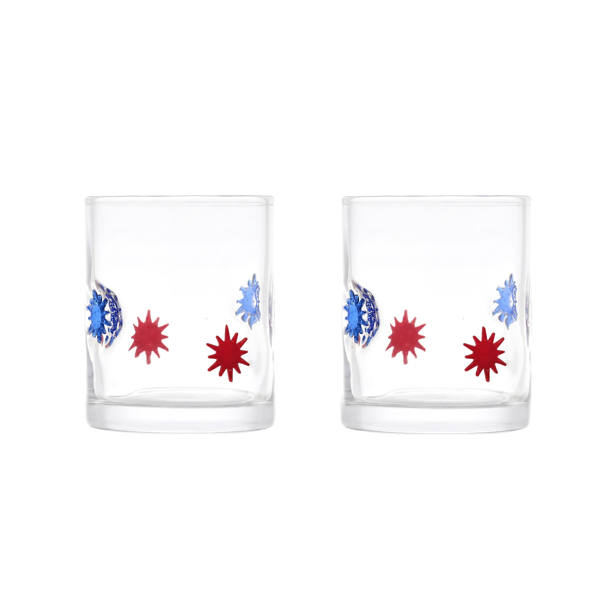 Thyme & Table 12 fl oz Red and Blue Patriotic Fireworks Charm Drinking Glasses, Set of 2
