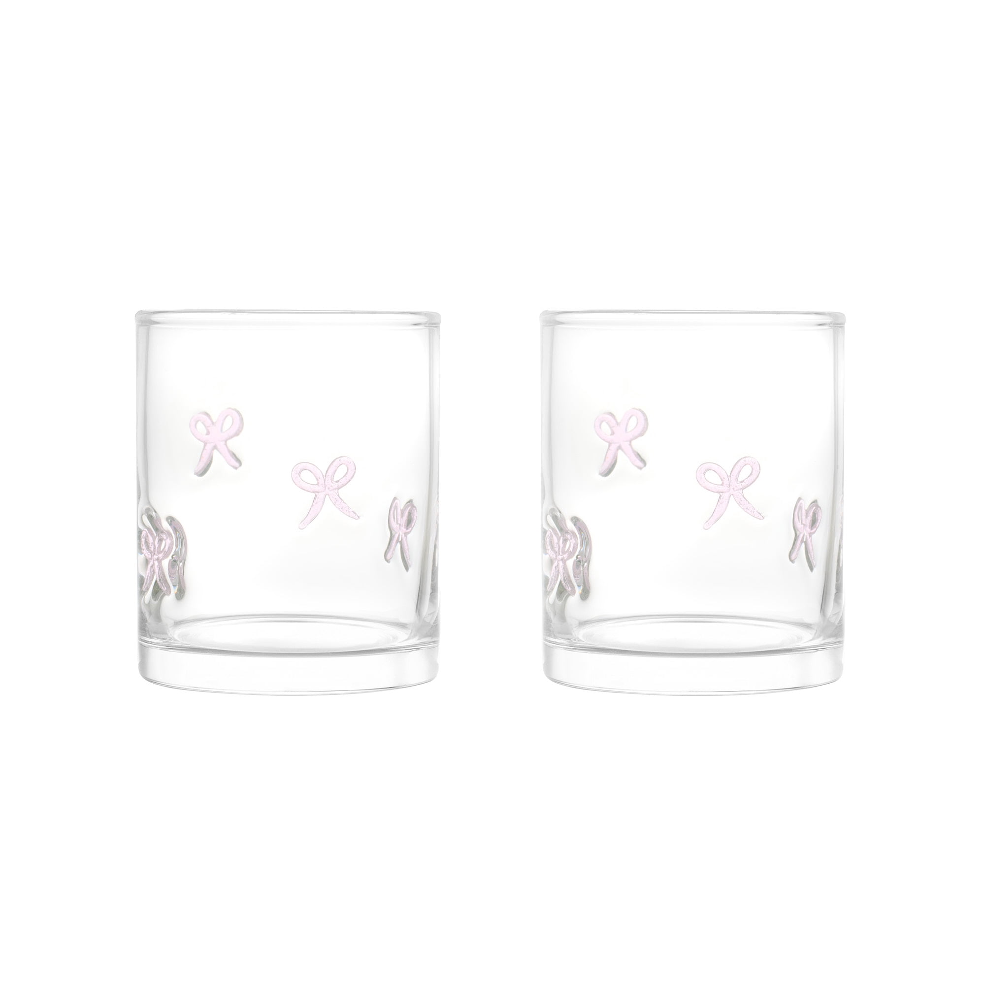 Thyme & Table 12 fl oz Pink Bows Charm Drinking Glasses, Set of 2