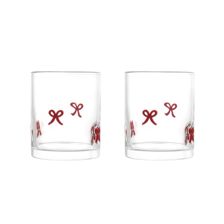 Thyme & Table 12 fl oz Valentine's Day Red Bows Charm Drinking Glasses, Set of 2