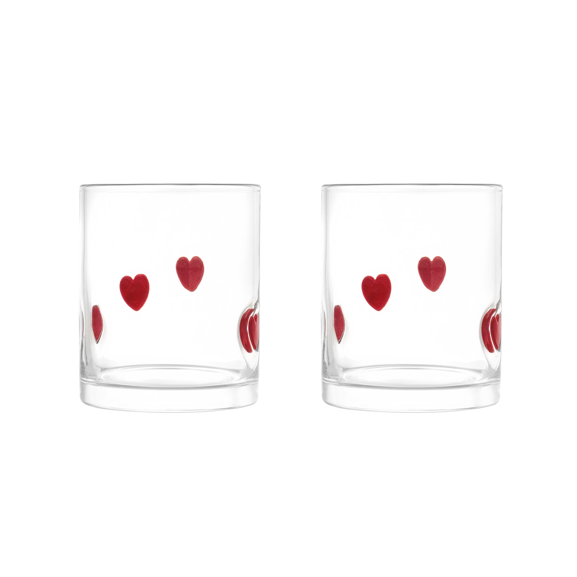 Thyme & Table 12 fl oz Red Hearts Charm Drinking Glasses, Set of 2