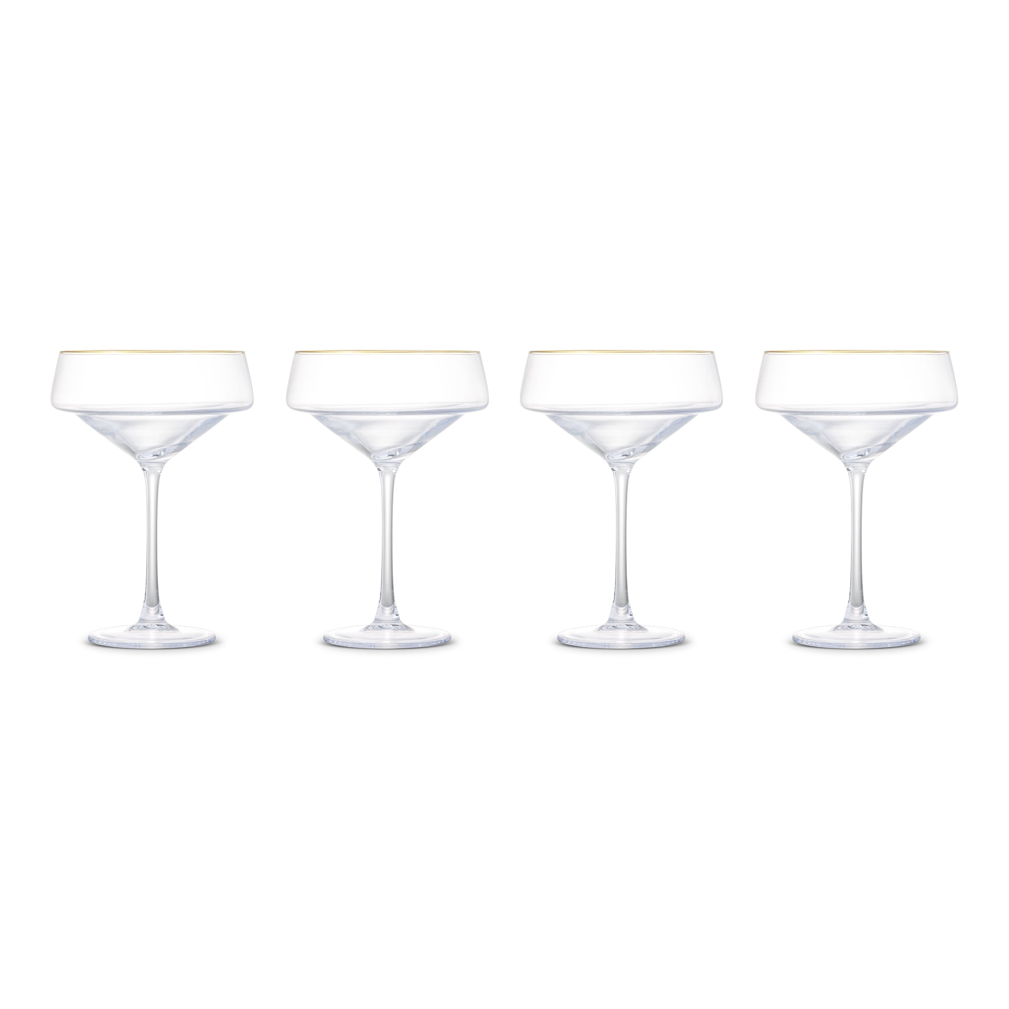Thyme & Table 14 fl oz Clear Coupe Cocktail Glass with Gold Rim, Set of 4