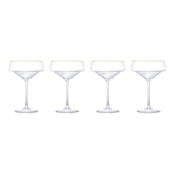 Thyme & Table 14 fl oz Clear Coupe Cocktail Glass with Gold Rim, Set of 4