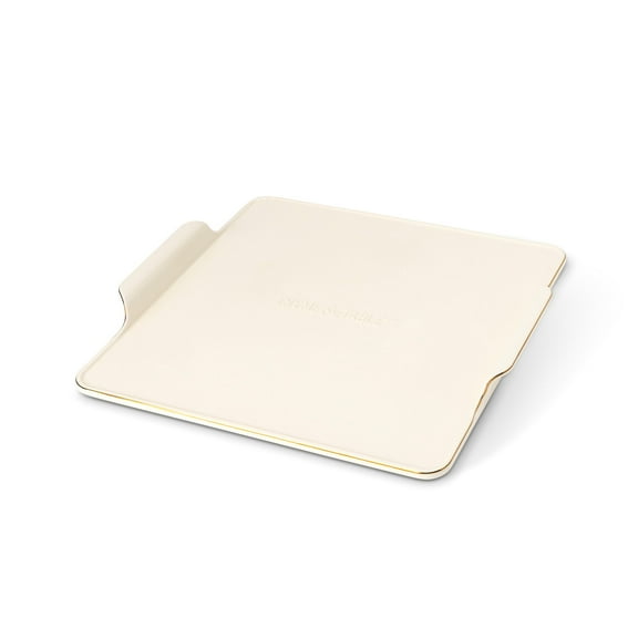 Thyme & Table 15-Inch Square Ceramic Baking Stone with Handles - White Ribbed