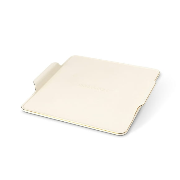 Thyme & Table 15-Inch Square Ceramic Baking Stone with Handles - White Ribbed