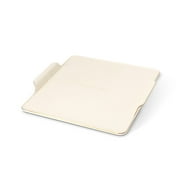 Thyme & Table 15-Inch Square Ceramic Baking Stone with Handles, White Ribbed