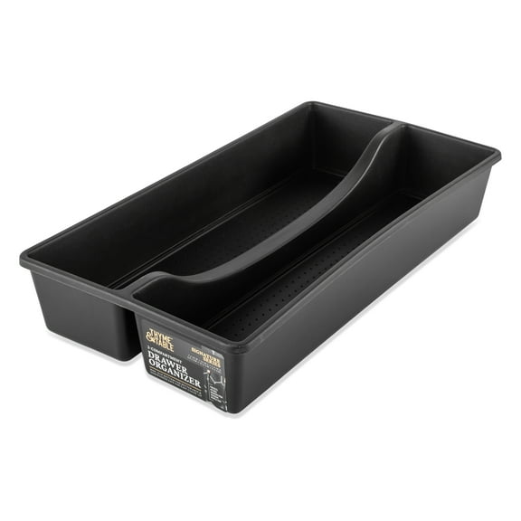 Thyme & Table 2 Compartment Utensil Drawer Organizer, Black