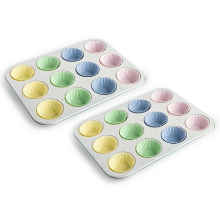 Thyme & Table 2-Pack 12 Cup Non-Stick Muffin Pan with Silicone Liners