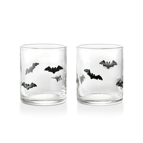 Thyme & Table 12 fl oz Halloween Bat Charm Drinking Glasses, Set of 2