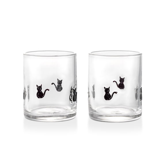 Thyme & Table 12 fl oz Halloween Cat Charm Drinking Glasses, Set of 2