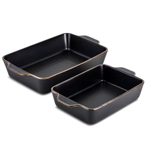 Thyme & Table 2-Piece Ceramic Rectangular Baking Dish Set - Onyx