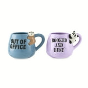 Thyme & Table 2 Pack Sloth Out of Office and Booked and Busy Panada Mugs 15.5 fl oz, Stoneware