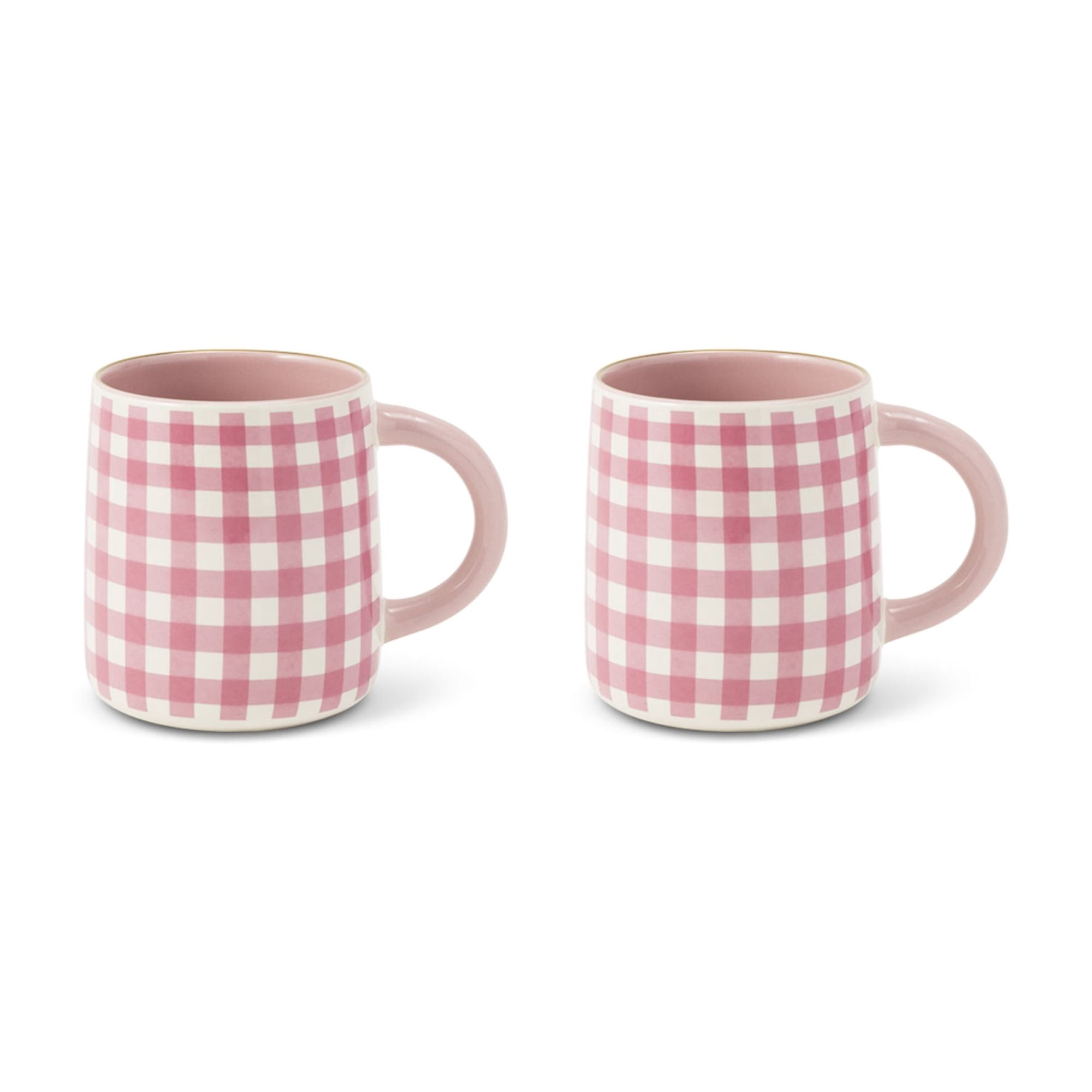 Thyme & Table 14.5 fl oz Pink Gingham Stoneware Mug, Set of 2