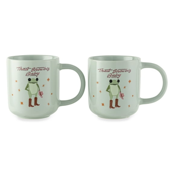 Thyme & Table 2 Pack That's Showbiz Baby Frog in Boots Mugs 16.2 fl oz, Stoneware