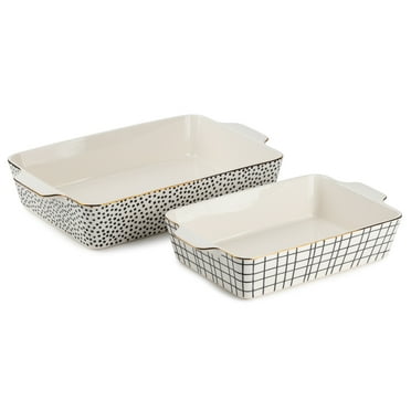 Thyme & Table 2-Piece Ceramic Rectangular Baking Dish Set - Dot