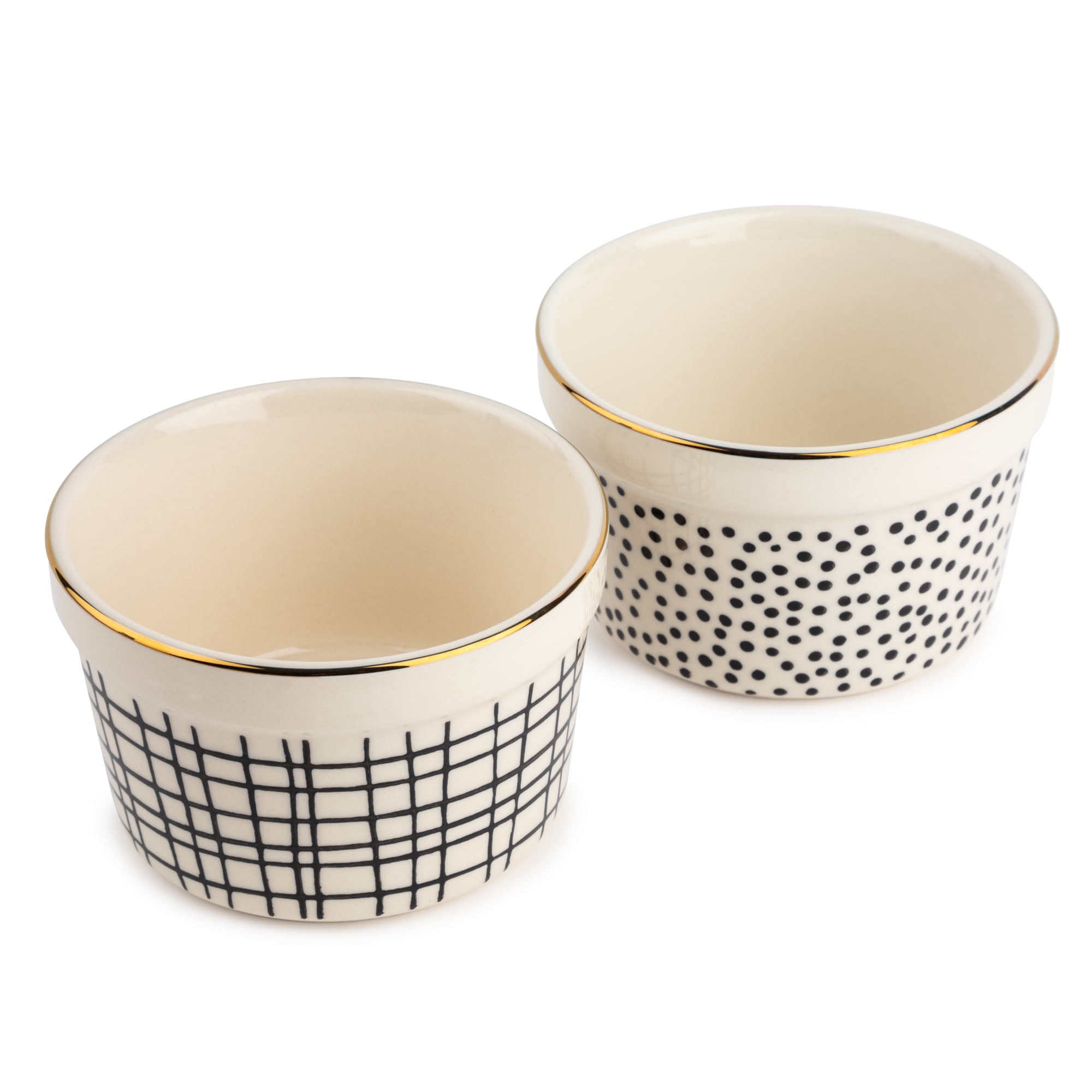 Thyme & Table 2-Piece Ramekin Set - Black & White Dot