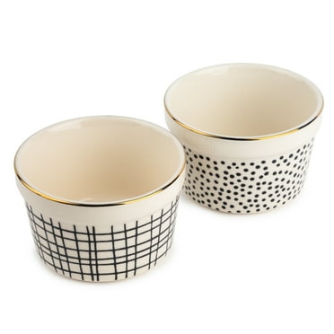 Thyme & Table 2-Piece Ramekin Set - Black & White Dot