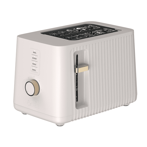 Thyme & Table 2-Slice Toaster, Extra-Wide Slots with Removable Crumb Tray, Sand White