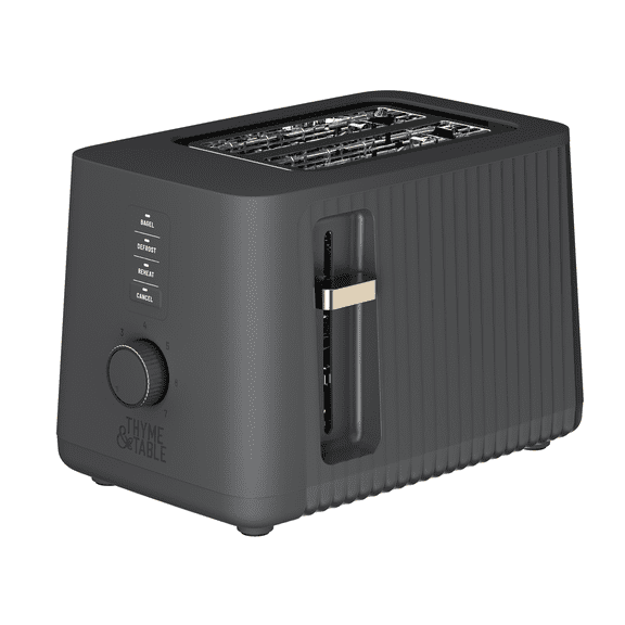 Thyme & Table 2-Slice Toaster, Extra-Wide Slots with Removable Crumb Tray, Slate Grey