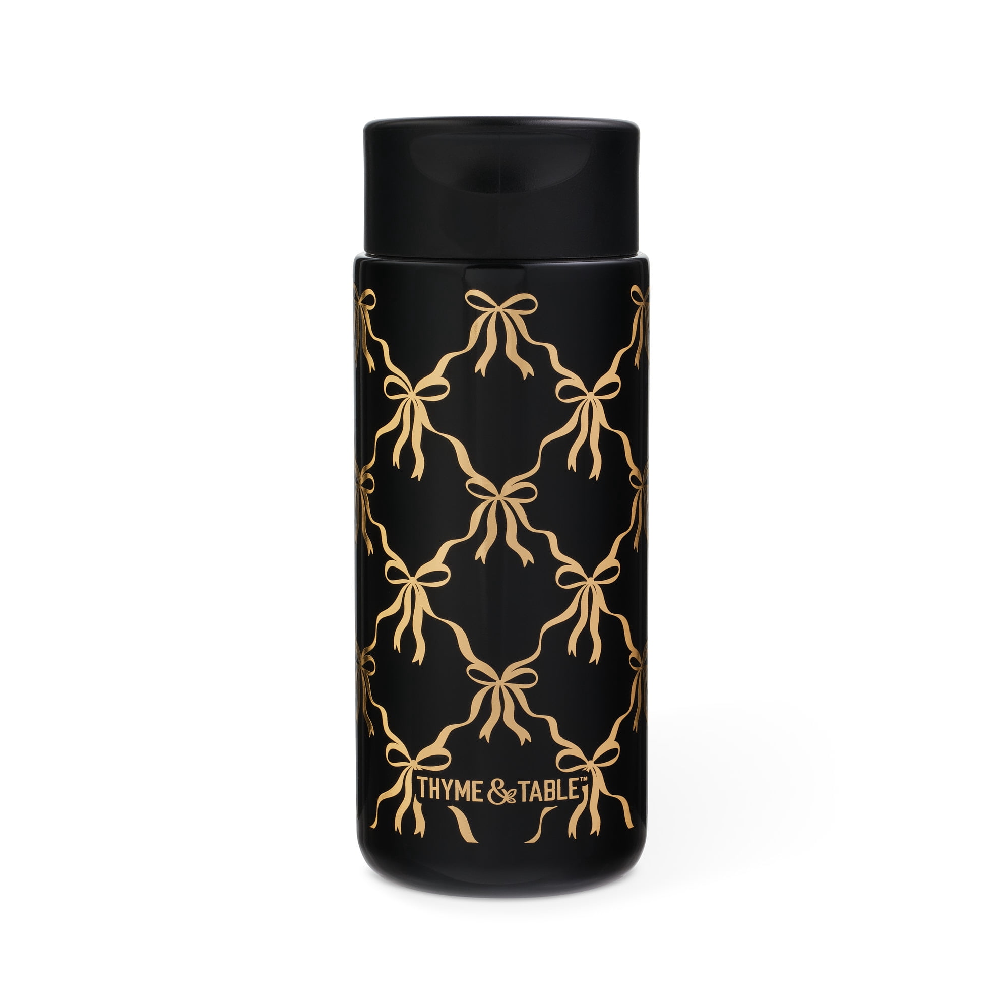 Thyme & Table 22oz Stainless Steel Coffee Tumbler, Black Bows