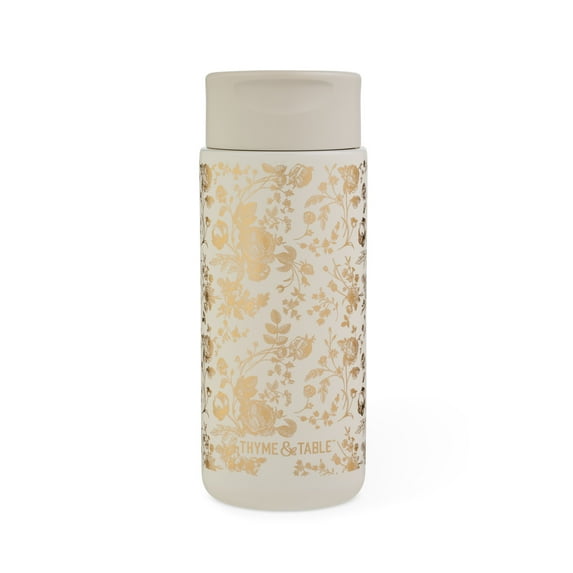 Thyme & Table 22oz Stainless Steel Coffee Tumbler, Cream Floral