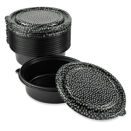 Thyme & Table 24 Piece Circle Meal Prep Food Container, Black