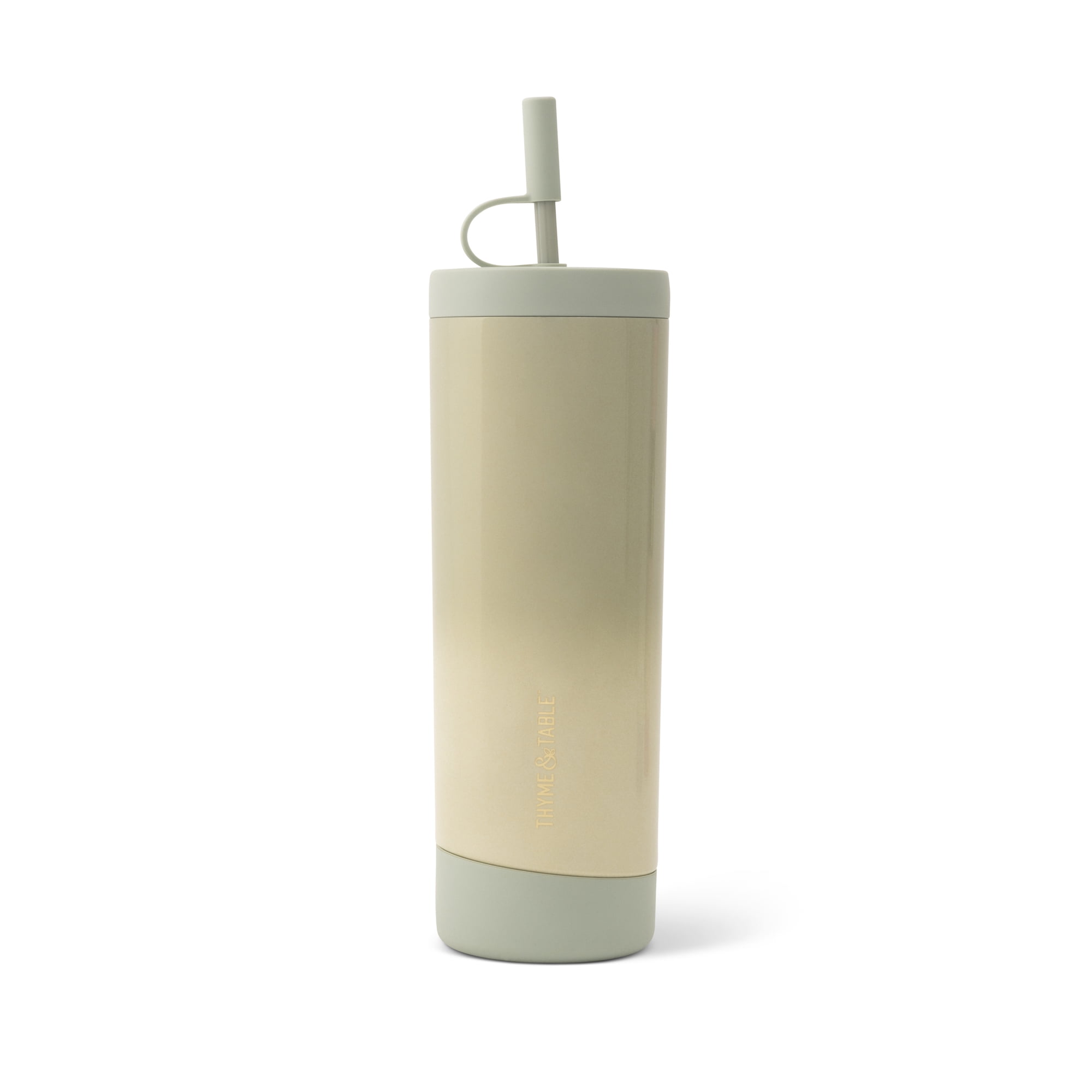 Thyme & Table 24oz Stainless Steel Auden Tumbler with Straw, Mint Ombre Shimmer