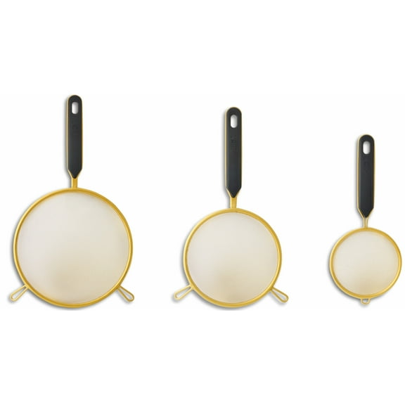Thyme & Table 3-Piece Fine Mesh Gold Strainer Set