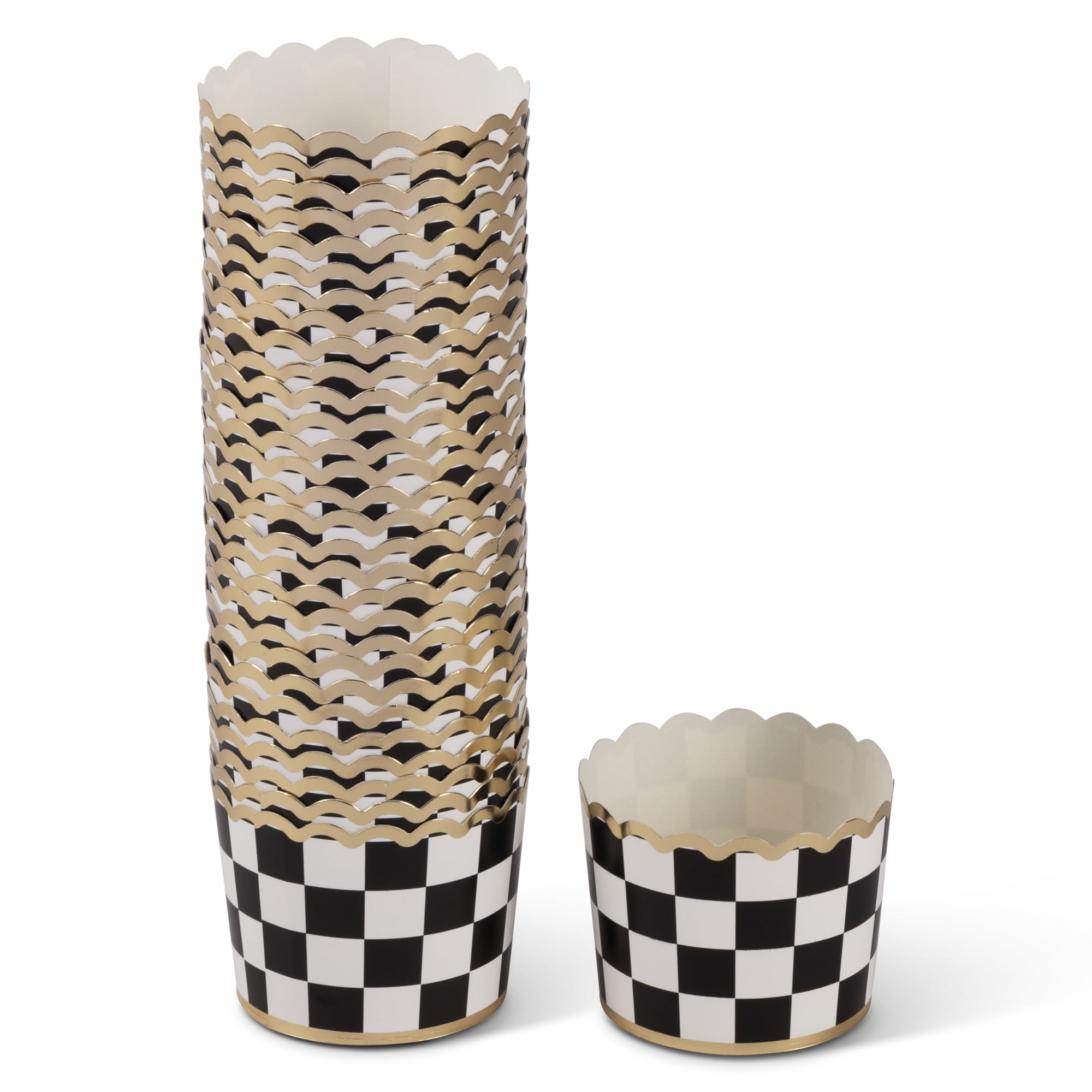 Thyme & Table 30-Piece 5 Oz Paper Baking Cups, Black Checkered
