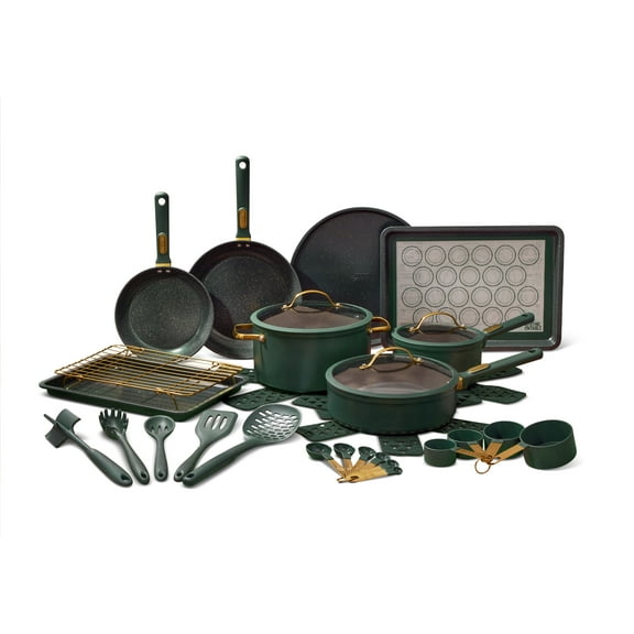 Open Box Thyme & Table 32-Piece Aluminum Cookware Set - Green