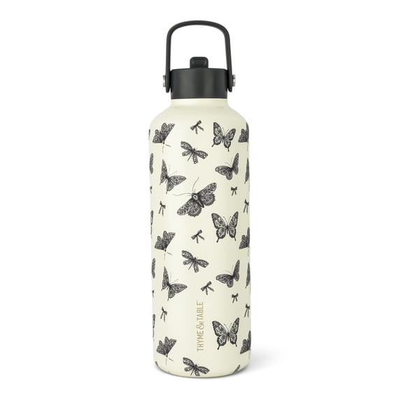 Thyme & Table 32oz Stainless Steel Cleo Bottle with Straw, Butterfly