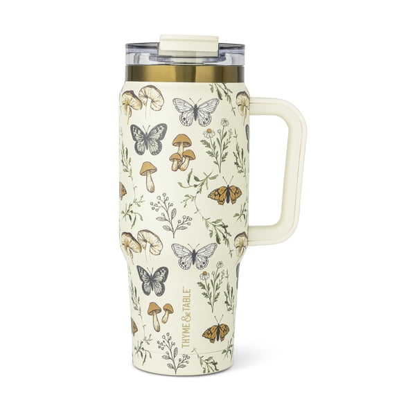 Thyme & Table 32oz Stainless Steel Luna Tumbler with Handle and Dual Straw Lid, Autumn