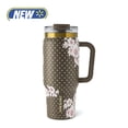 thumbnail image 1 of Thyme & Table 32oz Stainless Steel Luna Tumbler with Handle and Dual Straw Lid, Mocha Floral, 1 of 4