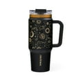 thumbnail interactive-video image 1 of Thyme & Table 32oz Stainless Steel Luna Tumbler with Handle and Dual Straw Lid, Black Zodiac, 1 of 7