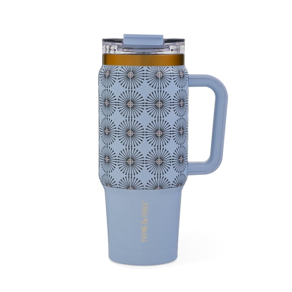 Thyme & Table 32oz Stainless Steel Luna Tumbler with Handle and Dual Straw Lid, Blue Star
