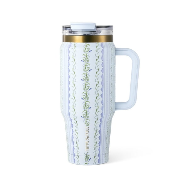 Thyme & Table 32oz Stainless Steel Luna Tumbler with Handle and Dual Straw Lid, Botanical