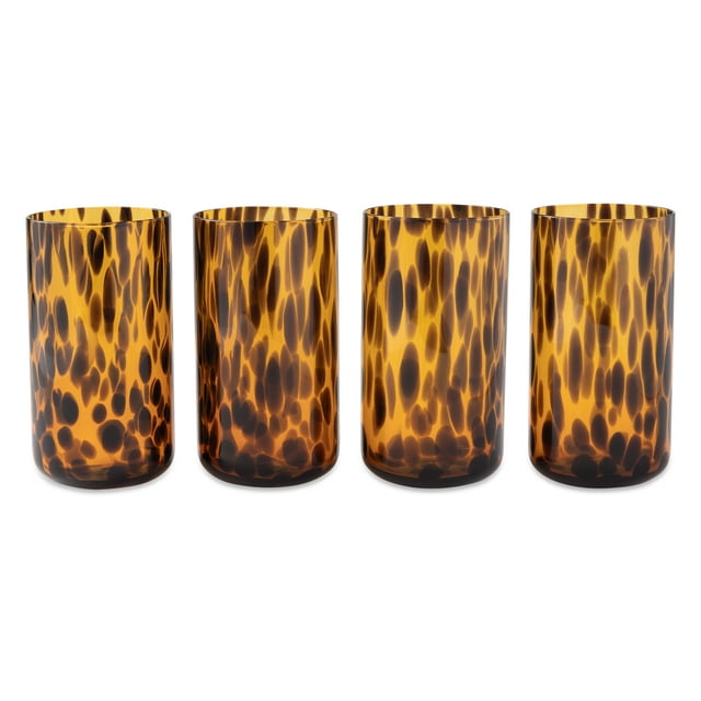 Thyme & Table 4-Pack 20oz Tortoise Brown Drinking Glass Set - Walmart.com
